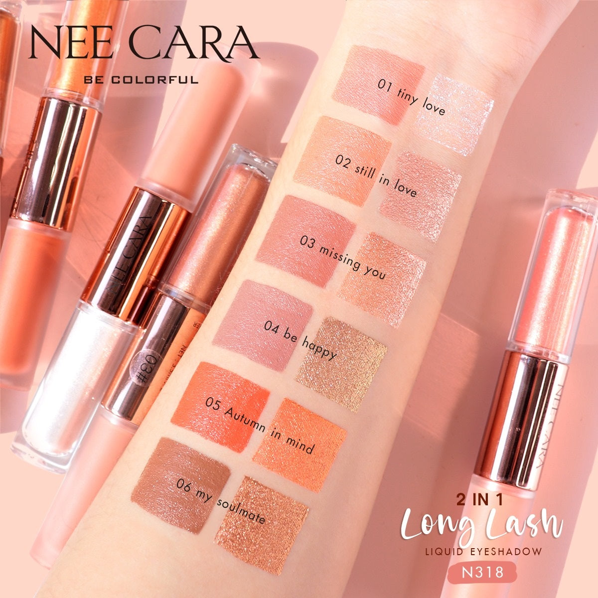 Nee Cara Long Last 2in1 Eyeshadow Liquid #N318 : neecara นี คาร่า อายแชโดว์