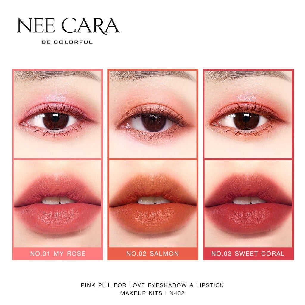 Nee Cara Eyeshadow & Lipstick Make Up Kits #N402 : neecara นีคาร่า อายแชโดว์ ลิป