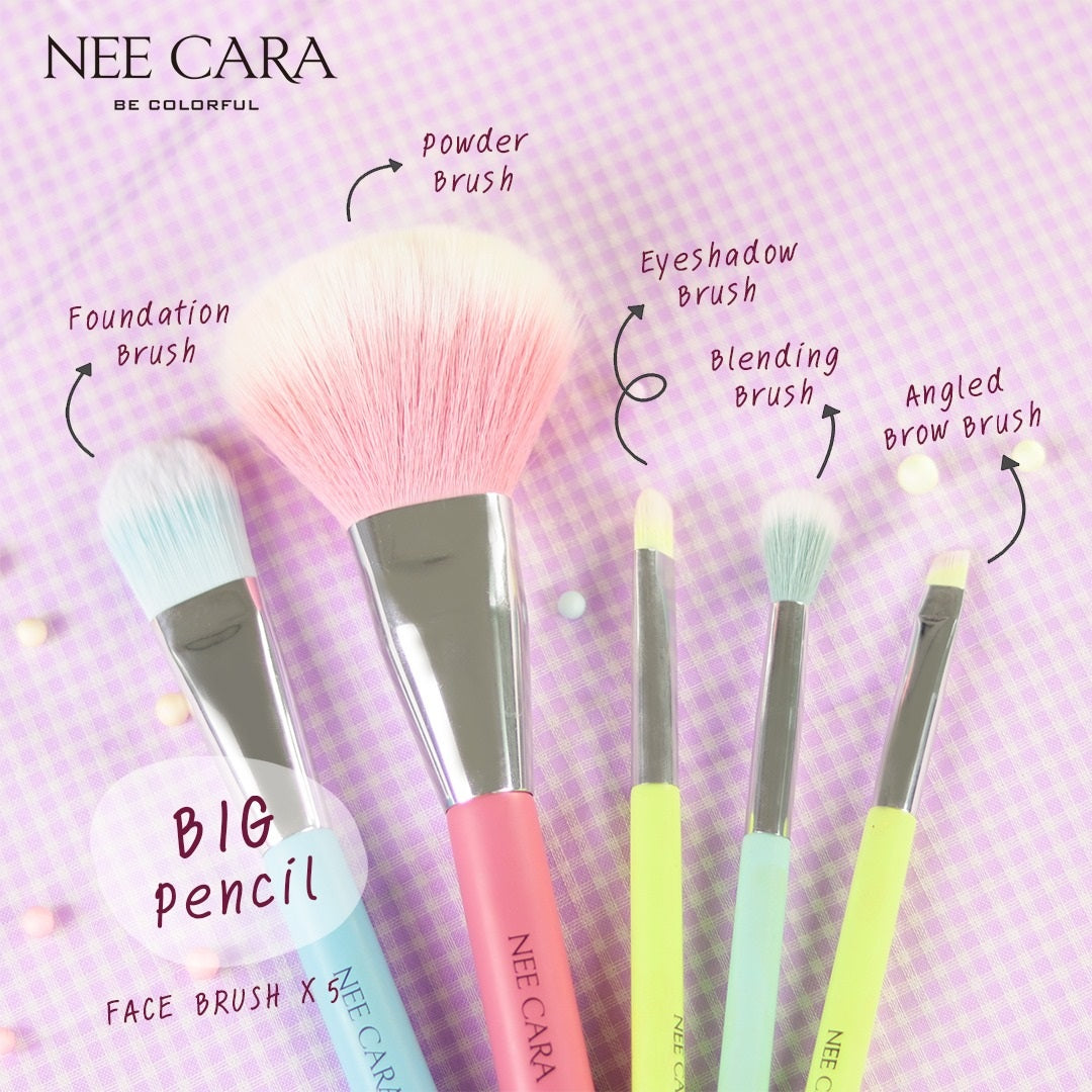 Nee Cara 5 pcs Brush Set #N915: neecara นีคาร่า ชุด เซต แปรงแต่งหน้า