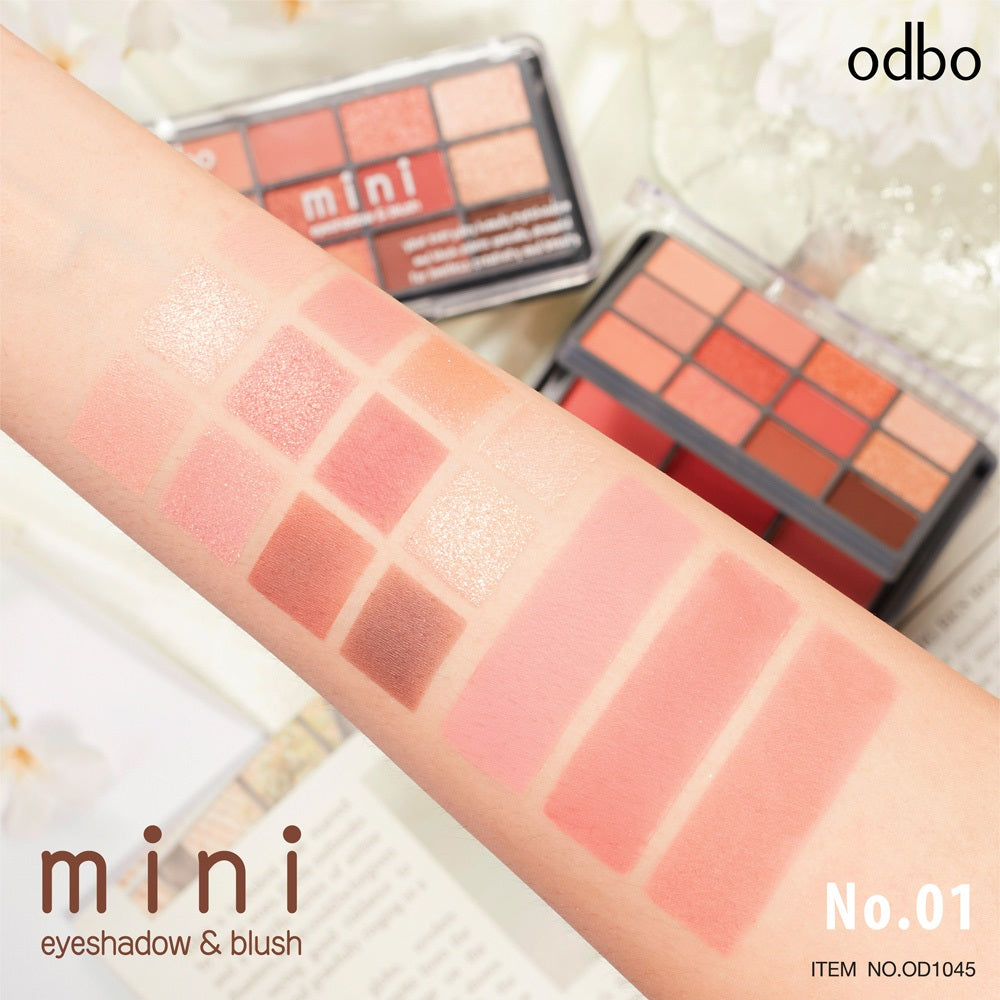 Odbo Mini Eyeshadow & Blush #OD1045 : โอดีบีโอ มินิ อายแชโดว์ แอนด์ บลัช