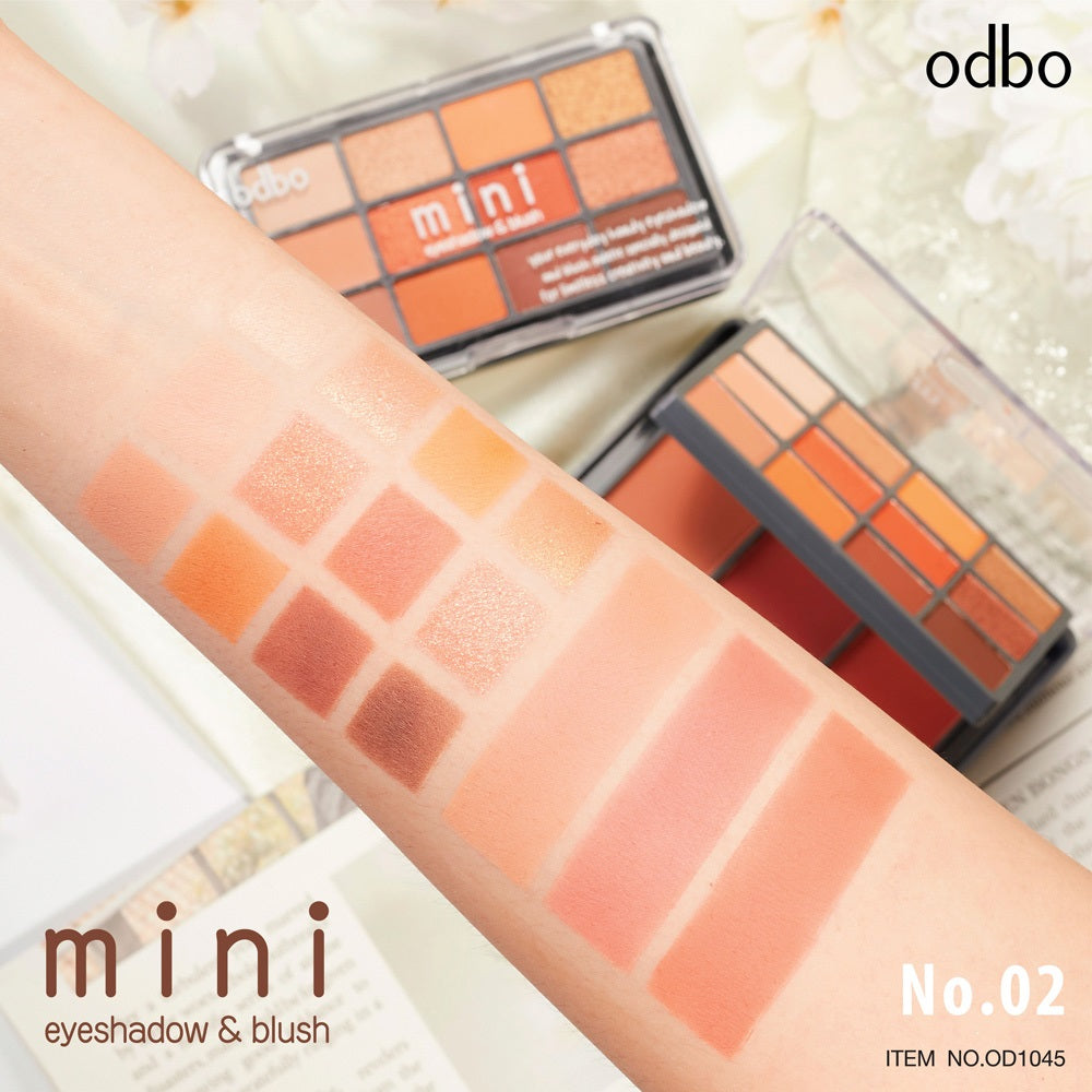 Odbo Mini Eyeshadow & Blush #OD1045 : โอดีบีโอ มินิ อายแชโดว์ แอนด์ บลัช