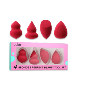 Odbo Perfect Puff Beauty Tool Set 4 Pcs. #OD8-142 :โอดีบีโอ ฟองน้ำ แต่งหน้า 4ชิ้น